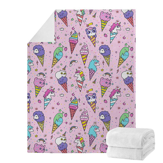 Girly Unicorn Ice Cream Pattern Print Blanket