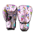 Girly Unicorn Ice Cream Pattern Print Boxing Gloves