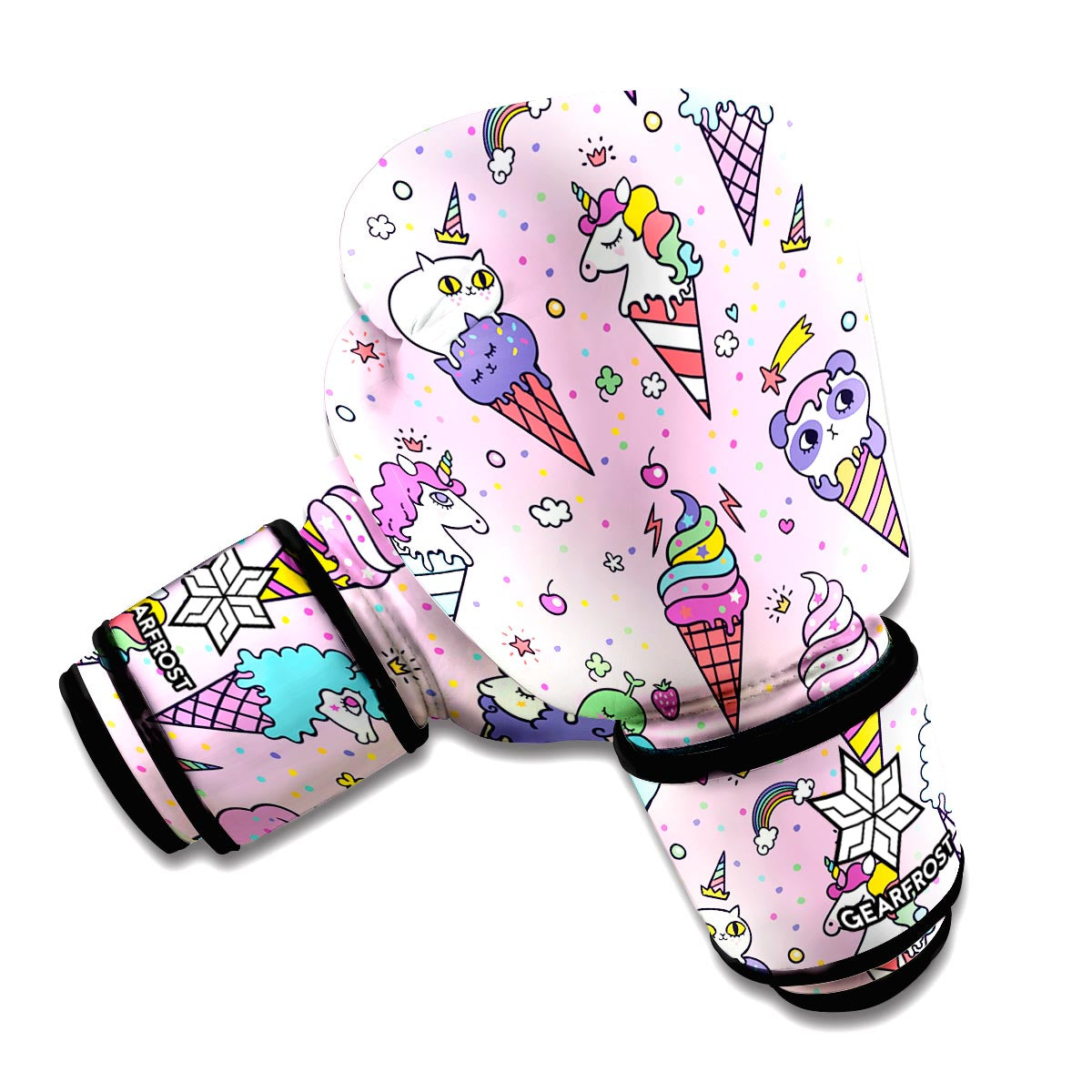 Girly Unicorn Ice Cream Pattern Print Boxing Gloves