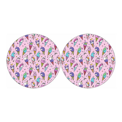 Girly Unicorn Ice Cream Pattern Print Car Coasters