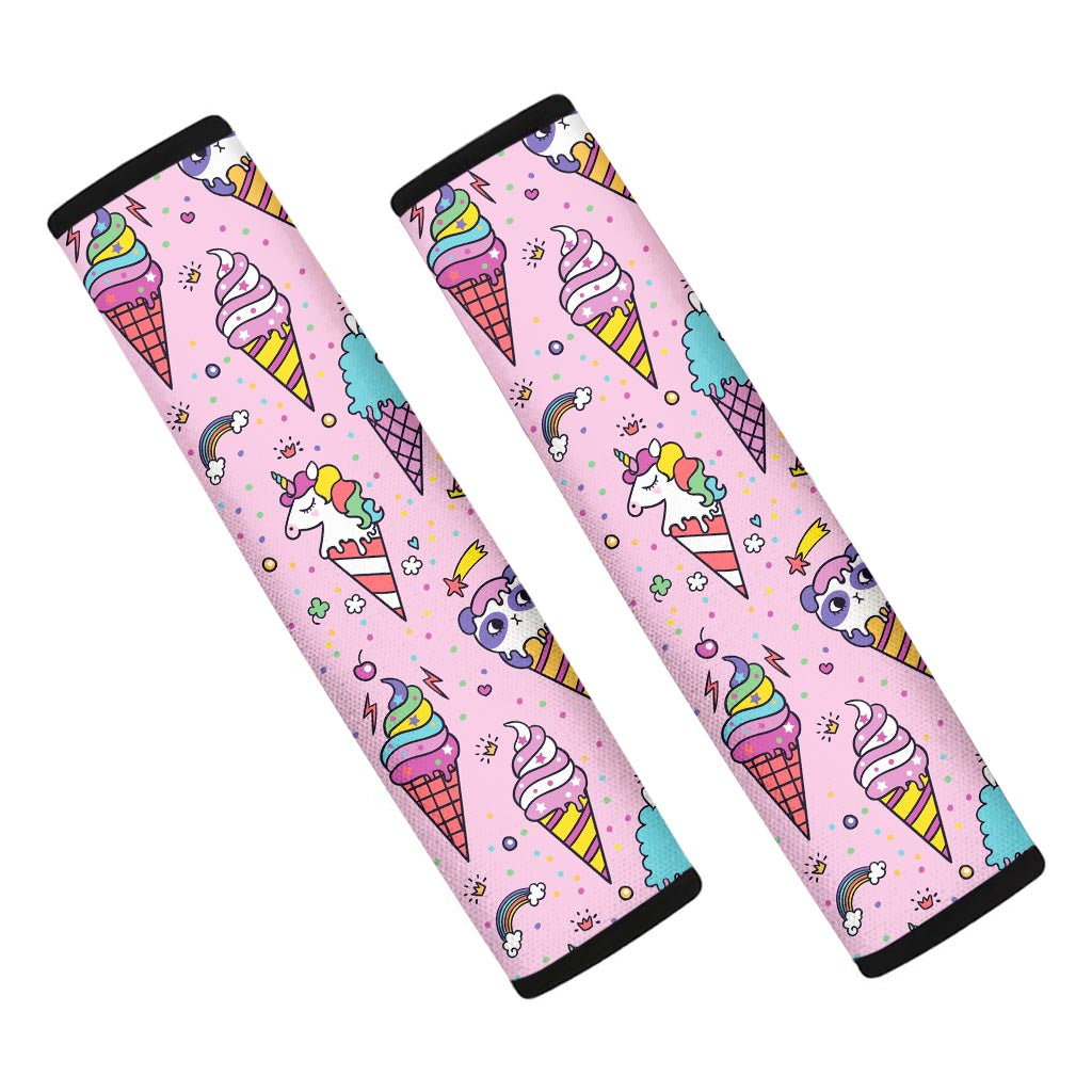 Girly Unicorn Ice Cream Pattern Print Car Seat Belt Covers