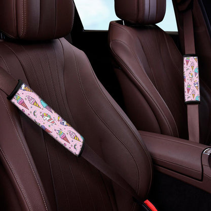 Girly Unicorn Ice Cream Pattern Print Car Seat Belt Covers