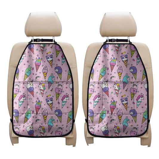 Girly Unicorn Ice Cream Pattern Print Car Seat Organizers