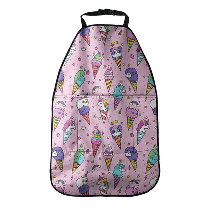Girly Unicorn Ice Cream Pattern Print Car Seat Organizers