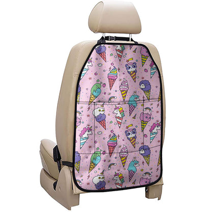 Girly Unicorn Ice Cream Pattern Print Car Seat Organizers