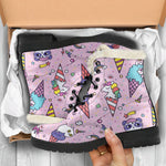 Girly Unicorn Ice Cream Pattern Print Comfy Boots GearFrost