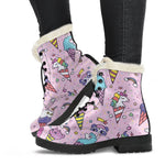 Girly Unicorn Ice Cream Pattern Print Comfy Boots GearFrost