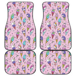 Girly Unicorn Ice Cream Pattern Print Front and Back Car Floor Mats