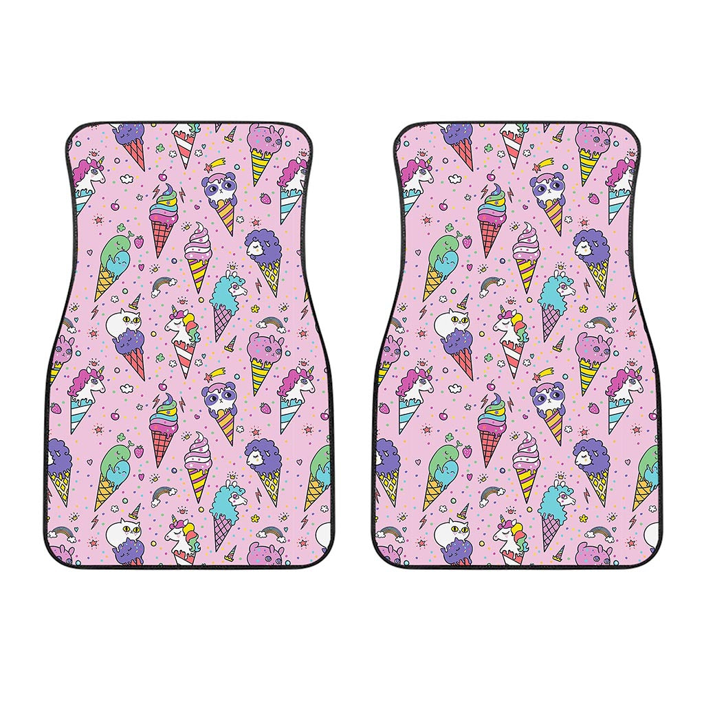 Girly Unicorn Ice Cream Pattern Print Front Car Floor Mats