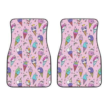 Girly Unicorn Ice Cream Pattern Print Front Car Floor Mats
