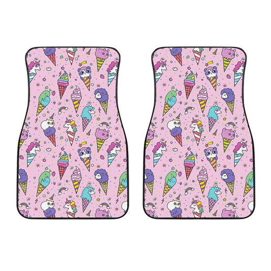 Girly Unicorn Ice Cream Pattern Print Front Car Floor Mats