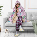 Girly Unicorn Ice Cream Pattern Print Hooded Blanket