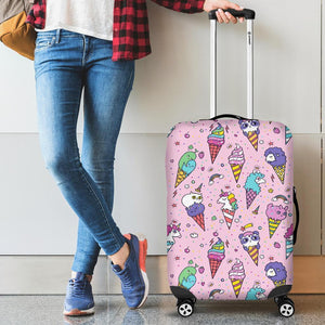 Girly Unicorn Ice Cream Pattern Print Luggage Cover GearFrost