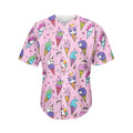 Girly Unicorn Ice Cream Pattern Print Men's Baseball Jersey