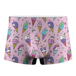 Girly Unicorn Ice Cream Pattern Print Men's Boxer Briefs