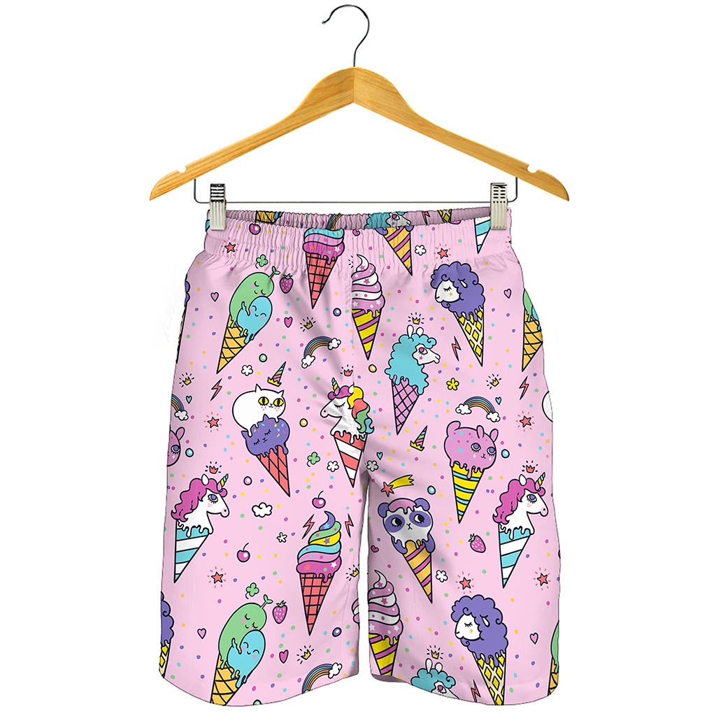 Girly Unicorn Ice Cream Pattern Print Men's Shorts