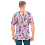 Girly Unicorn Ice Cream Pattern Print Men's T-Shirt