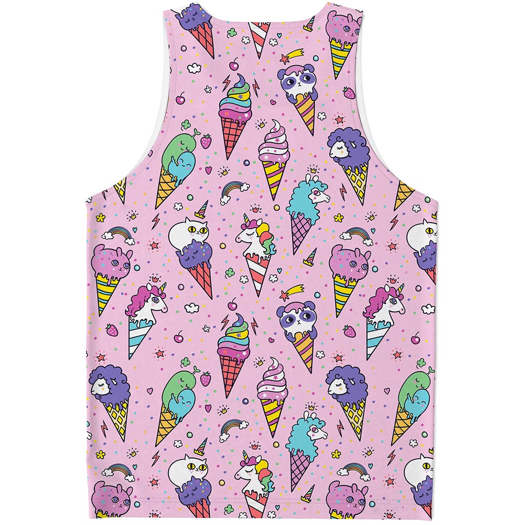Girly Unicorn Ice Cream Pattern Print Men's Tank Top