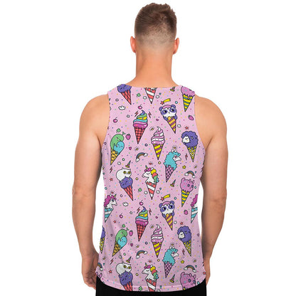 Girly Unicorn Ice Cream Pattern Print Men's Tank Top