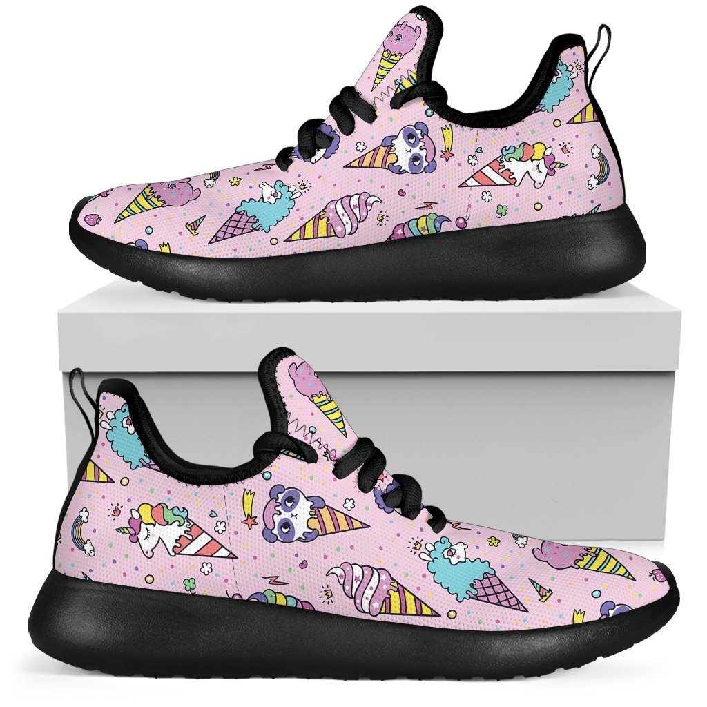 Girly Unicorn Ice Cream Pattern Print Mesh Knit Shoes GearFrost