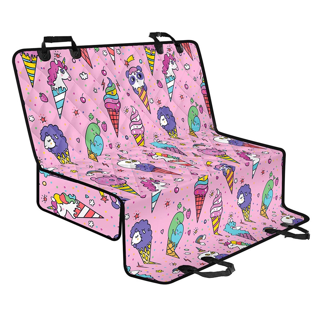 Girly Unicorn Ice Cream Pattern Print Pet Car Back Seat Cover