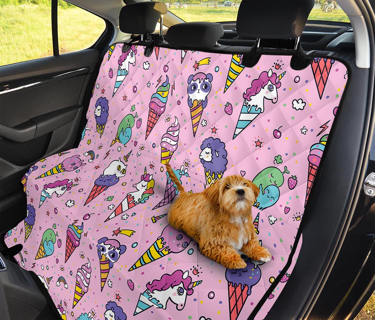 Girly Unicorn Ice Cream Pattern Print Pet Car Back Seat Cover