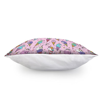 Girly Unicorn Ice Cream Pattern Print Pillow Cover