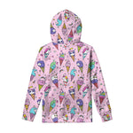 Girly Unicorn Ice Cream Pattern Print Pullover Hoodie