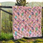 Girly Unicorn Ice Cream Pattern Print Quilt