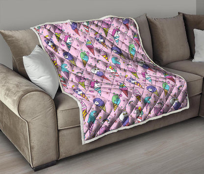 Girly Unicorn Ice Cream Pattern Print Quilt