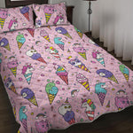 Girly Unicorn Ice Cream Pattern Print Quilt Bed Set