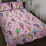 Girly Unicorn Ice Cream Pattern Print Quilt Bed Set