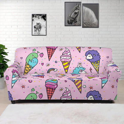 Girly Unicorn Ice Cream Pattern Print Sofa Cover