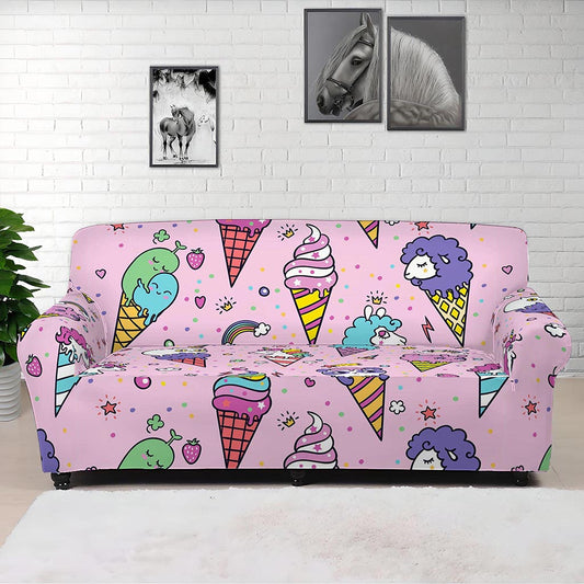 Girly Unicorn Ice Cream Pattern Print Sofa Cover