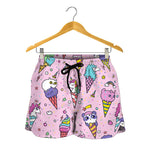 Girly Unicorn Ice Cream Pattern Print Women's Shorts
