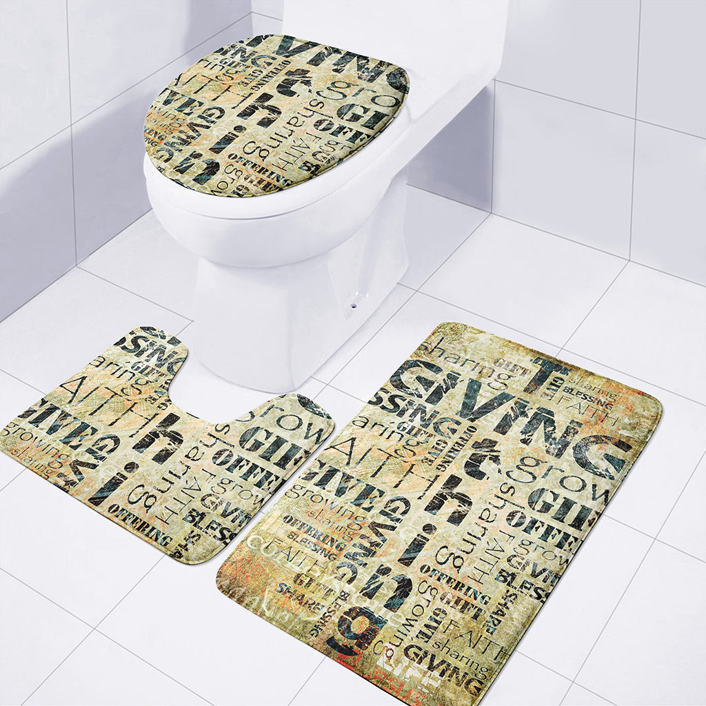 Giving And Tithing Religious Words Print 3 Piece Bath Mat Set