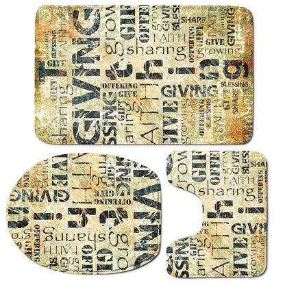 Giving And Tithing Religious Words Print 3 Piece Bath Mat Set
