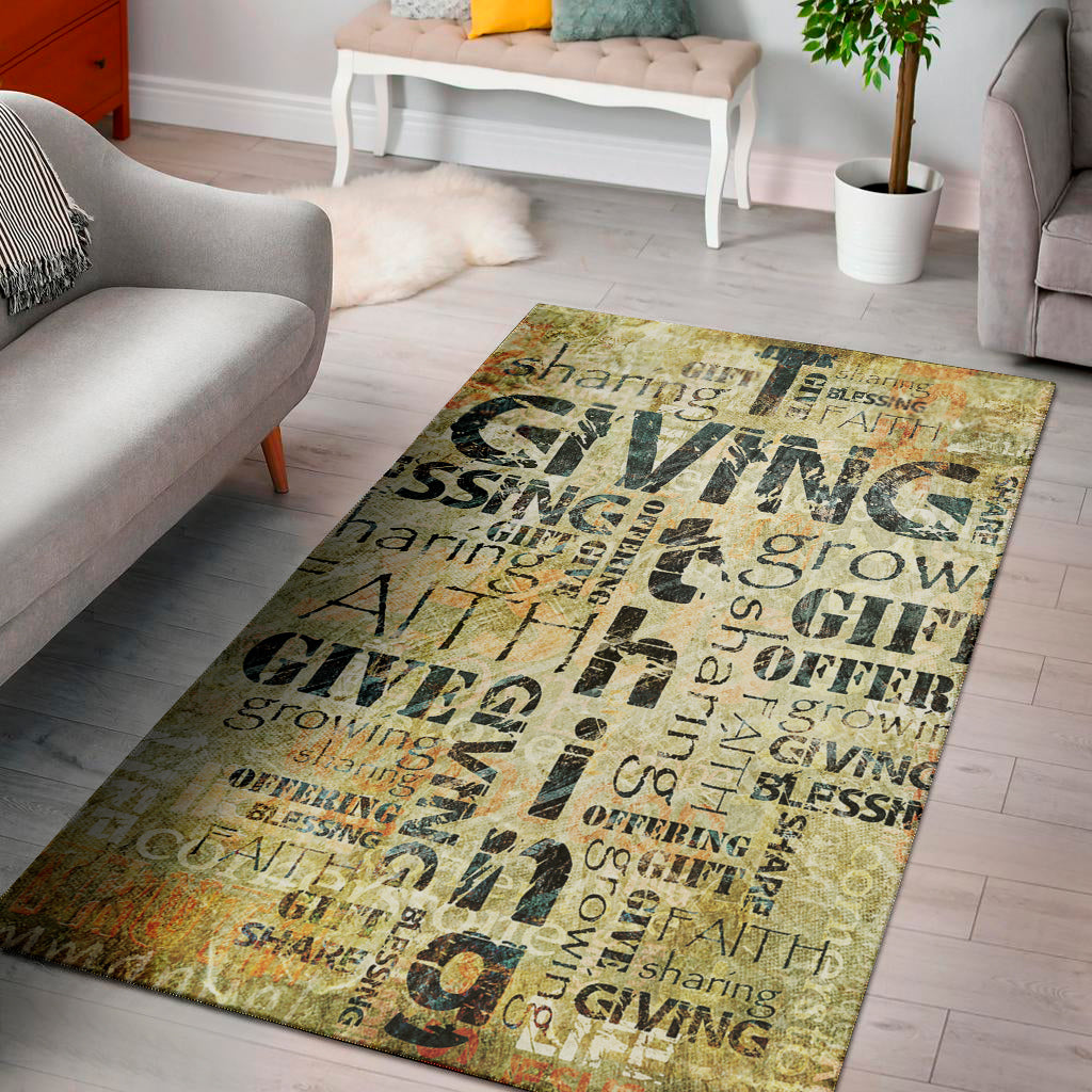 Giving And Tithing Religious Words Print Area Rug