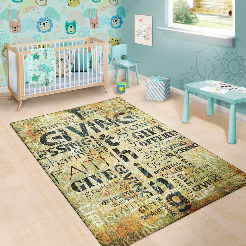 Giving And Tithing Religious Words Print Area Rug