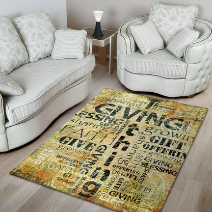 Giving And Tithing Religious Words Print Area Rug