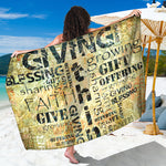 Giving And Tithing Religious Words Print Beach Sarong Wrap