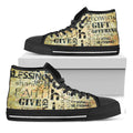 Giving And Tithing Religious Words Print Black High Top Sneakers