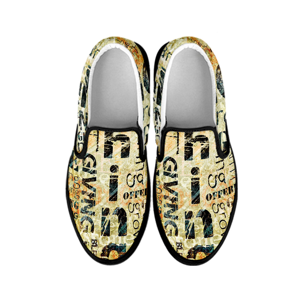 Giving And Tithing Religious Words Print Black Slip On Shoes