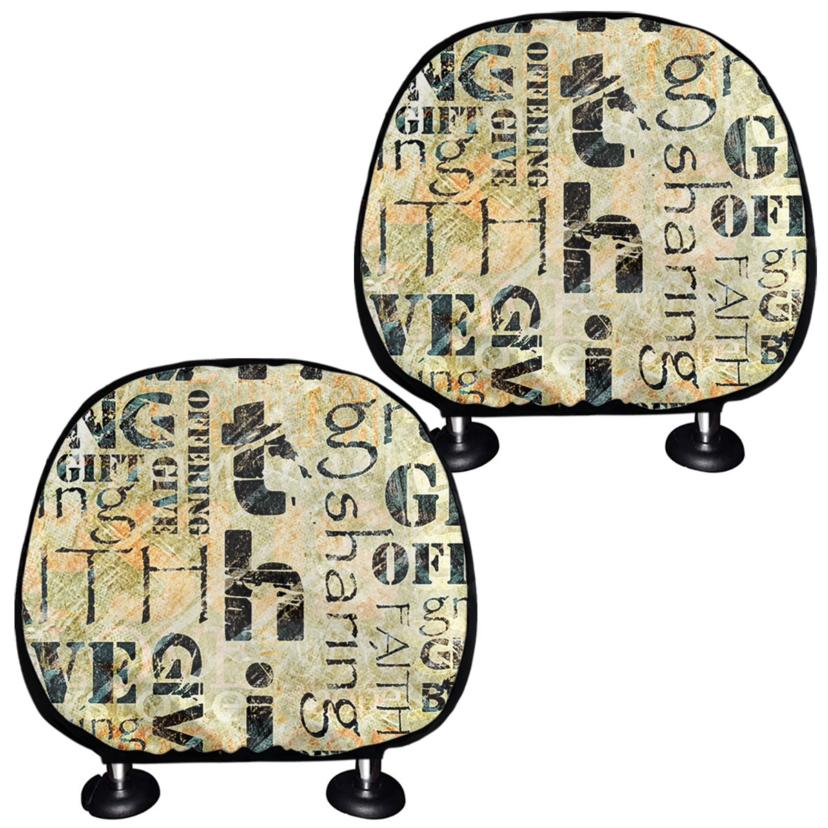 Giving And Tithing Religious Words Print Car Headrest Covers