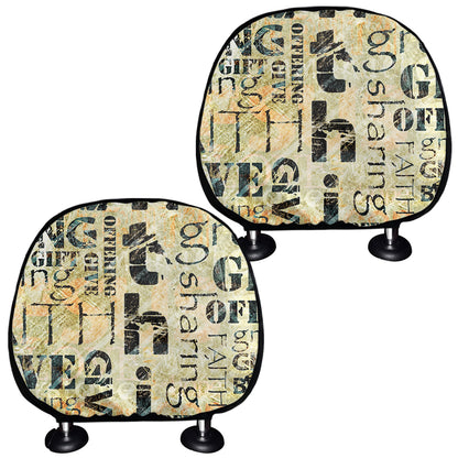 Giving And Tithing Religious Words Print Car Headrest Covers