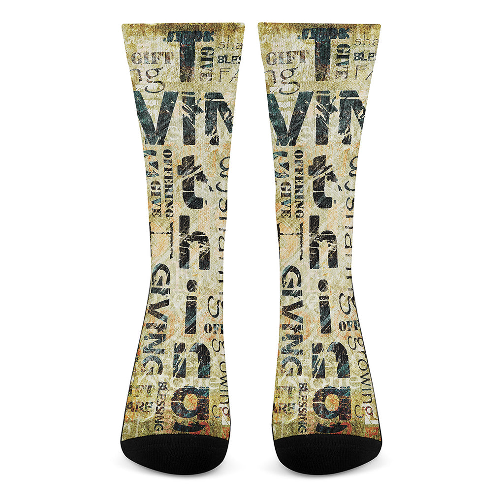 Giving And Tithing Religious Words Print Crew Socks