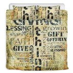 Giving And Tithing Religious Words Print Duvet Cover Bedding Set