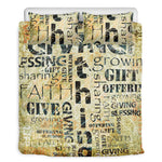 Giving And Tithing Religious Words Print Duvet Cover Bedding Set
