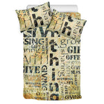 Giving And Tithing Religious Words Print Duvet Cover Bedding Set