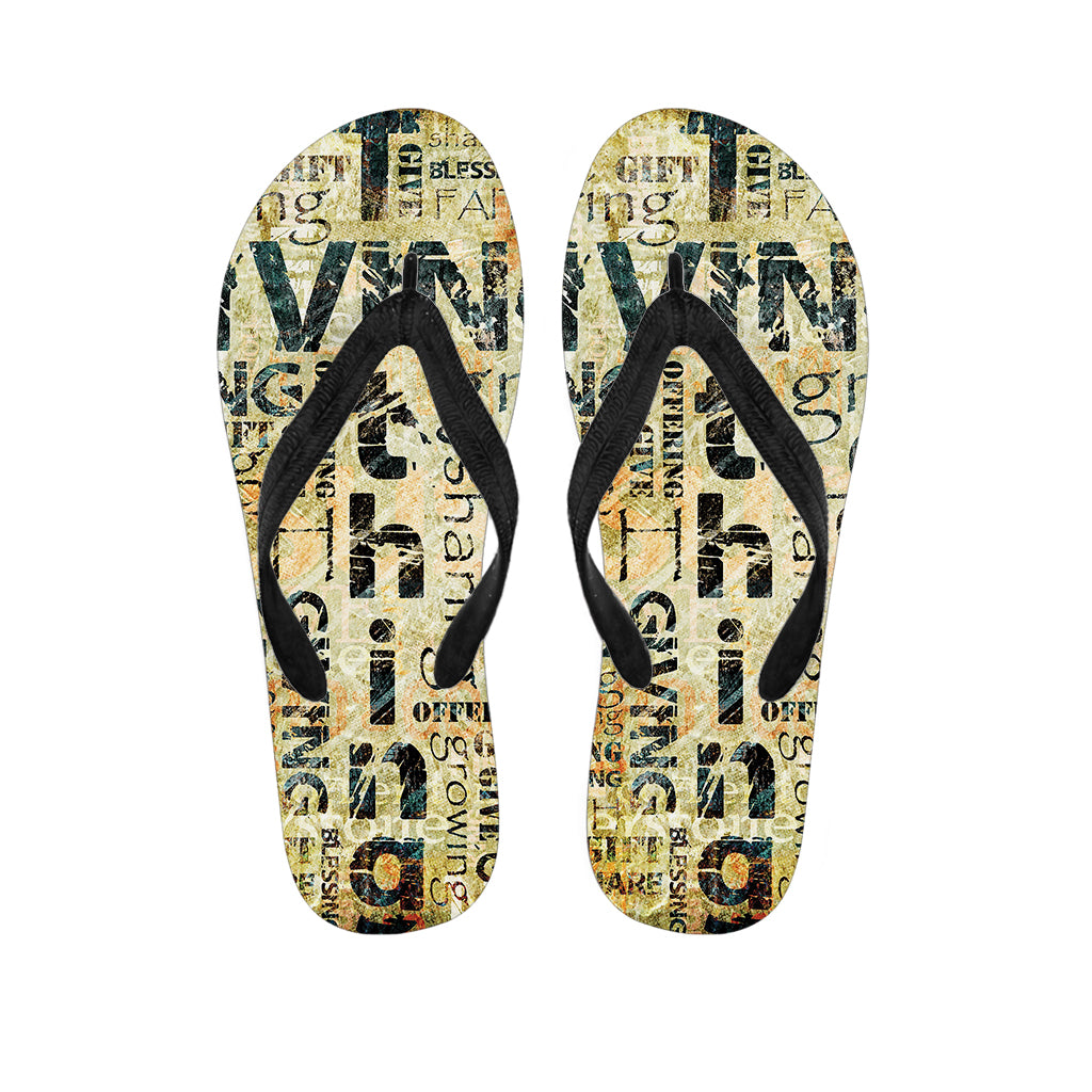 Giving And Tithing Religious Words Print Flip Flops